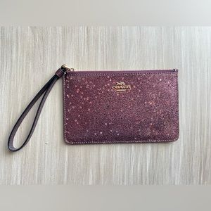 NWOT Coach Pink Glitter Heart Wristlet